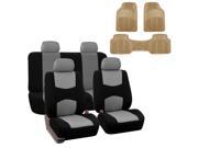 Car Seat Cover Full Set For Auto Semi Universal Fit with Floor Mat Gray