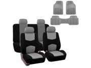 Car Seat Cover Full Set For For Auto Car SUV Truck Van w Floor Mat Gray