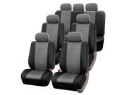 3 Row Faux Leather Car Seat Covers For Auto SUV Truck Black Gray