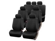 3 Row Faux Leather Car Seat Covers For Auto SUV Truck Black