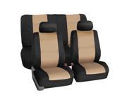 Car Seat Cover Neoprene Waterproof Pet Proof Full Set 2 Headrest Cover Beige