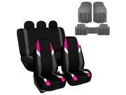 Car Seat Covers Gray Heavy Duty Floor Mat Highback for Auto 5 Headrests Pink