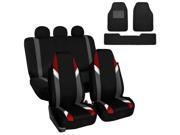 Car Seat Covers Heavy Duty Carpet Floor Mat Highback for Auto 5 Headrests Red