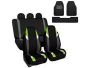 Car Seat Covers Heavy Duty Carpet Floor Mat Highback for Auto 5 Headrests Green