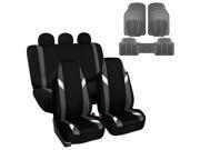 Car Seat Covers Gray Heavy Duty Floor Mat Highback for Auto 5 Headrests Gray