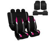 Car Seat Covers Heavy Duty Floor Mat Highback for Auto 5 Headrests Pink