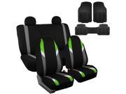Car Seat Covers Heavy Duty Floor Mat Highback for Auto 4 Headrests Green