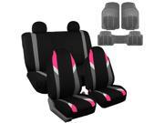 Car Seat Covers Gray Heavy Duty Floor Mat Highback for Auto 4 Headrests Pink