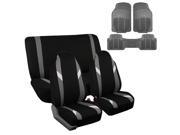 Car Seat Covers Gray Heavy Duty Floor Mat Highback for Auto 2 Headrests Gray