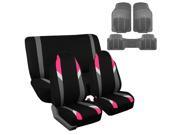 Car Seat Covers Gray Heavy Duty Floor Mat Highback for Auto 2 Headrests Pink