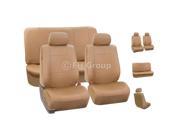 Top Quality PU Leather Front Back Car Seat Covers Tan for Car Truck
