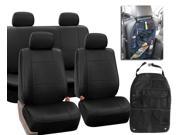 Faux Leather Car Seat Covers Black with Headrests Storage Bag