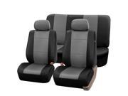 Complete Set Synthetic Leather Car Seat Covers for Auto Gray Black