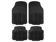 5PC All Weather Mat Set Rubber Black Floor Mats with Gray Trunk Cargo Liner