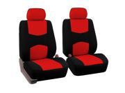 Front Bucket Seat Covers Pair with Black Dash Pad Combo Red for Truck Van SUV Sedan