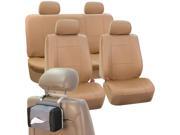 Sport line Faux Leather Car Seat Cover Set Tan Free Gift Tissue Dispenser