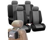 Faux Leather Car Seat Covers Gray Black with Headrests/Tissue Dispenser Faux Leather Car Seat Covers Gray Black with Headrests/Tissue Dispenser