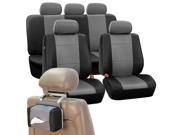 Faux Leather Car Seat Covers Sporty Set Gray Black Free Gift Tissue Dispenser