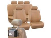 Complete Faux Leather Car Seat Cover Tan Free Gift Tissue Dispenser