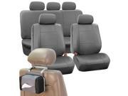 PU Leather Car Seat Covers Top Quality Set Gray Free Gift Tissue Dispenser