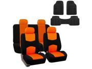 Car Seat Cover Full Set For Auto Fit Most Car with Floor Mat Orange