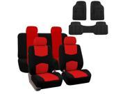 Car Seat Cover Full Set For Auto Fit Most Car with Floor Mat Red