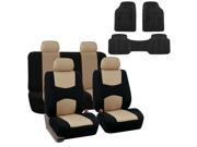 Car Seat Cover Full Set For Auto Fit Most Car with Floor Mat Beige