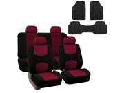 Car Seat Cover Full Set For Auto Fit Most Car with Floor Mat Burgundy