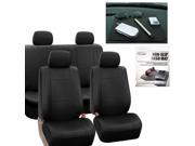Faux Leather Car Seat Covers Black with Headrests Dash Grip Pad