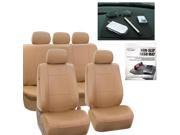 PU Leather Car Seat Covers Complete Tan Free Gift Dash Grip Pad