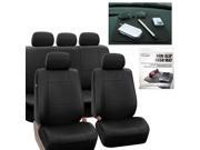 Faux Leather Car Seat Covers Classic Set Black Free Gift Dash Grip Pad