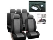 PU Leather Car Seat Covers SportySet Gray Black Free Gift Dash Grip Pad