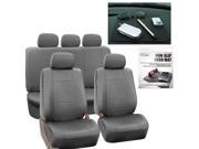 PU Leather Car Seat Covers Top QualitySet Gray Free Gift Dash Grip Pad