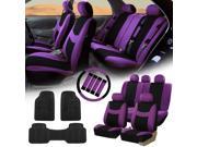 Purple Black Car Seat Covers for Auto w Steering Cover Belt Pads Floor Mats