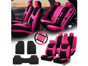 Pink Black Car Seat Covers for Auto w Steering Cover Belt Pads Floor Mats