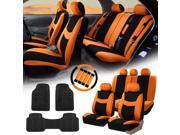 Orange Black Car Seat Covers for Auto w Steering Cover Belt Pads Floor Mats