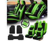 Green Black Car Seat Covers for Auto w Steering Cover Belt Pads Floor Mats