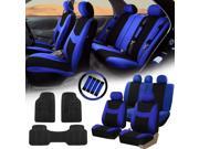 Blue Black Car Seat Covers for Auto w Steering Cover Belt Pads Floor Mats