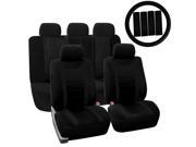 Car Seat Cover for Auto Full Set w Steering Wheel Cover Belt Pads 5heads Black