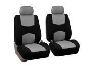 Front Bucket Seat Covers Pair with Black Dash Pad Combo Gray for Truck Van SUV Sedan