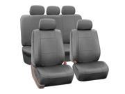 Complete Set Synthetic Leather Car Seat Covers for Auto Gray w 5 headrests