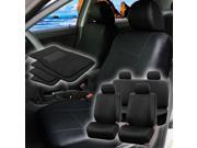 Faux Leather Car Seat For Auto Car SUV with 4Headrests Carpet Floor Mat Black
