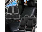 Faux Leather Car Seat For Auto Car SUV with Floor Mat 4Headrests Black