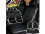 Faux Leather Car Seat For Auto Car SUV with Floor Mat 4Headrests Black