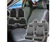 Faux Leather Car Seat For Auto Car SUV with Floor Mat 4Headrests Gray