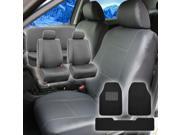 Faux Leather Car Seat For Auto Car SUV with 4Headrests Carpet Floor Mat Gray