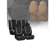 Car Seat Covers Gray Black For Auto Full Set w Heavy Duty Floor Mats 2 Headrest