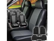 Faux Leather Car Seat For Auto Car SUV with Floor Mat 4Headrests Gray Black