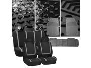 Car Seat Covers Gray Black Full Set for Auto w Heavy Duty Floor Mats 2 Headrest