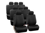 3 Row PU Leather Seat Covers Airbag Ready 2 Buckets 2 Split Benches Black